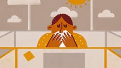 office worker sneezing