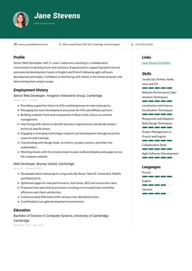 Web Developer CV Examples & UK Templates