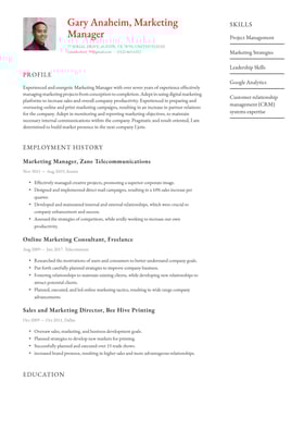 Marketing Manager resume examples & templates