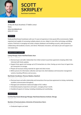 Real Estate Coordinator resume examples & templates