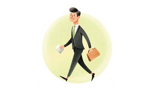 Zakenman lopen met een cv in zijn hand Zakenman lopen met een cv in zijn hand