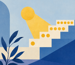 How many jobs to list on a resume, represented by an abstract sequence of steps and circles in baby blue and sunflower yellow. How many jobs to list on a resume, represented by an abstract sequence of steps and circles in baby blue and sunflower yellow.