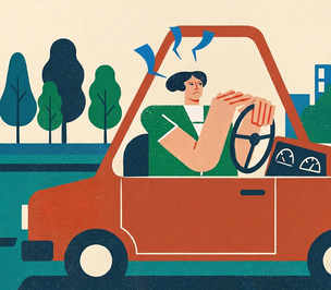 worker driving to office