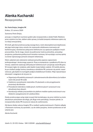 Profesjonalny wzór listu motywacyjnego Clear