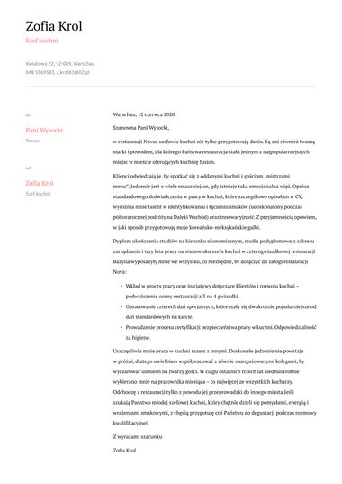 Profesjonalny wzór listu motywacyjnego Elegant