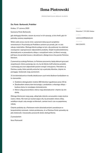 Profesjonalny wzór listu motywacyjnego Professional
