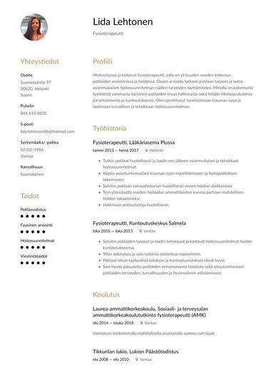 Yhden sivun ansioluettelopohja Harmonized
