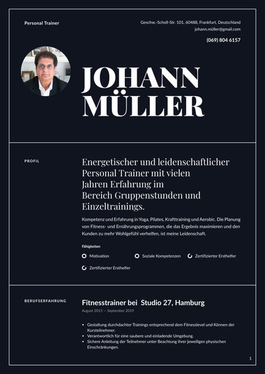 Eine spalte Lebenslauf-Vorlagen Behörde