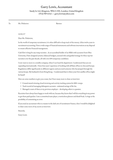 Creative cover letter template Classic