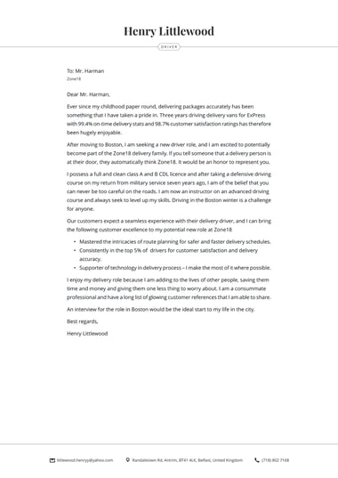 Creative cover letter template Bold
