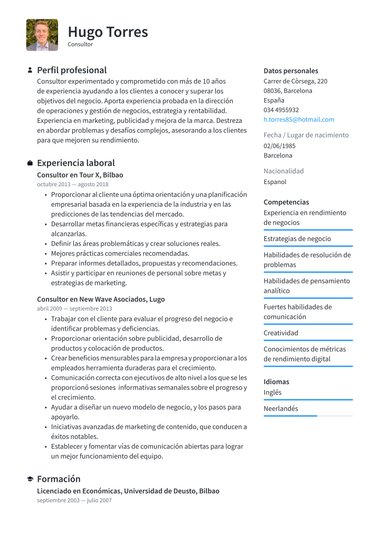 Word plantilla de currículum Esencial