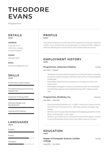 Ats CV template Clean