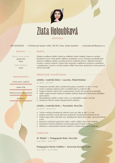 Kreativní šablona životopisu Vizionářská