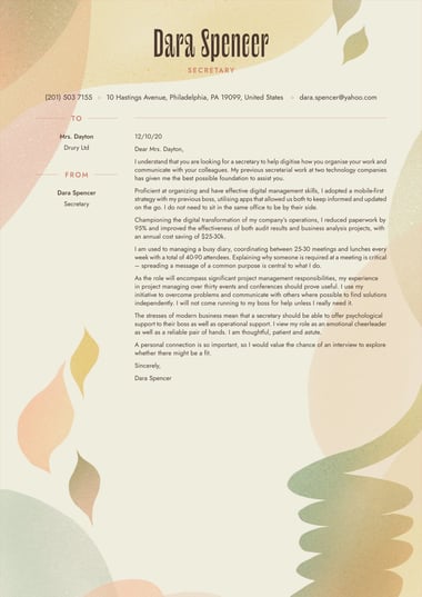 Creative cover letter template Visionary