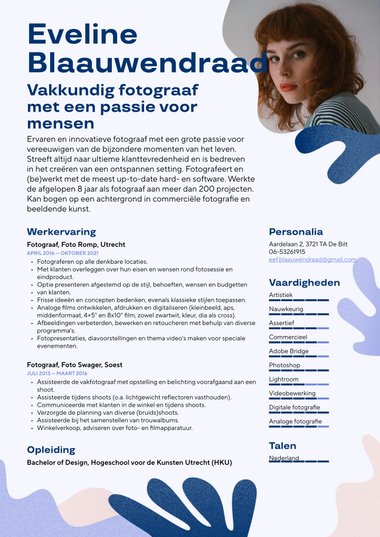 Twee kolommen cv-template Creatief
