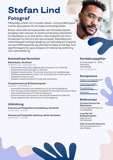 Kreativa cv-mall Kreativ