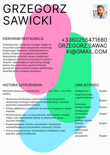 Szablony cv z dwiema kolumnami szblon CV Color Splash