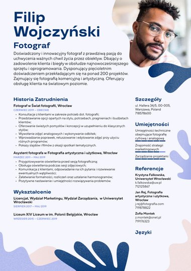 Szablony cv z dwiema kolumnami szblon CV Creative