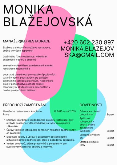 Kreativní šablona životopisu Barevná