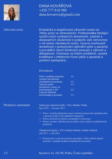 Profesionální šablona životopisu Charakteristická