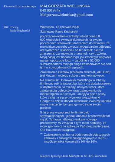 Profesjonalny wzór listu motywacyjnego Statement