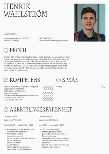 Enkla cv-mall Kalligrafi