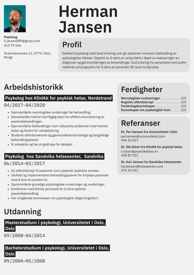 Moderne CV-mal Defined