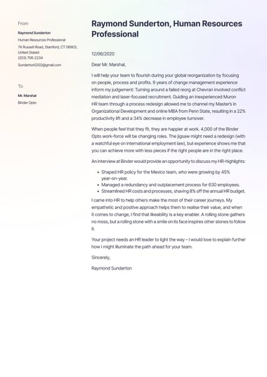 Creative cover letter template Pastel