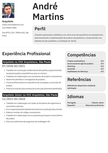 Moderno: modelo de currículo Definido