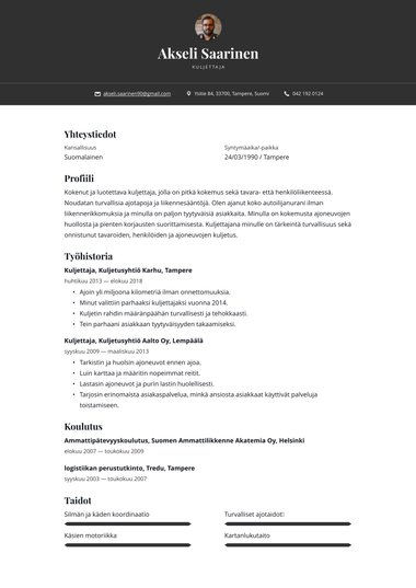 Yksinkertainen ansioluettelopohja Bold