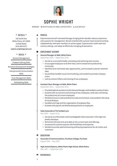One page resume template Corporate