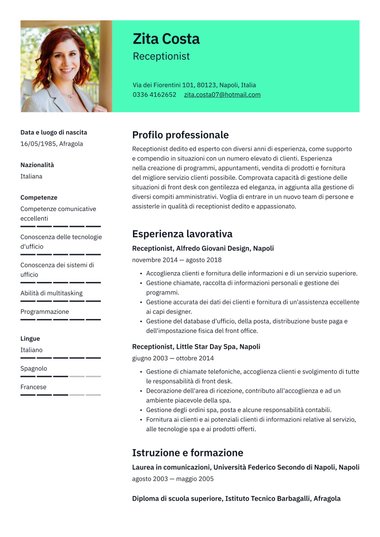 Modello di curriculum Aziendale – Clear