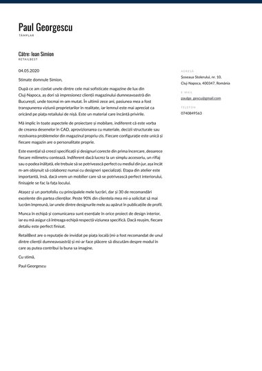 Model de scrisoare de intenție pentru Modern Balanced