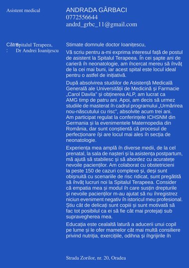 Model de scrisoare de intenție pentru Simplu Statement