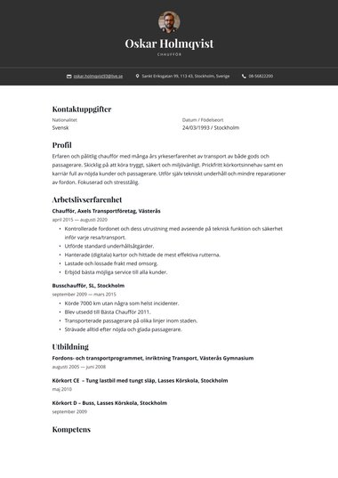 Enkla cv-mall Djärv