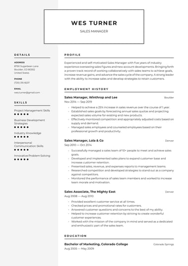 One page resume template Industrial