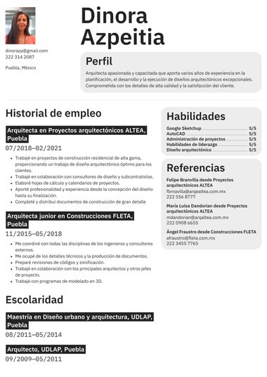 plantilla de currículum para Moderna Estructurado