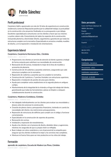 Word plantilla de currículum Equilibrado