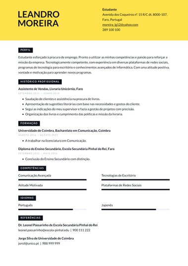 Criativo modelo de currículo Vivo