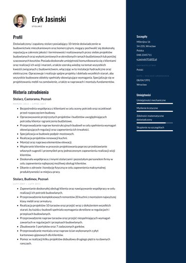 Szablony cv z dwiema kolumnami szblon CV Balanced