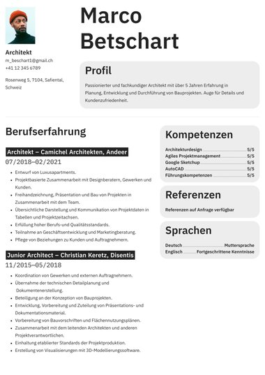 Lebenslaufvorlage «Defined» aus der Rubrik «Modern»