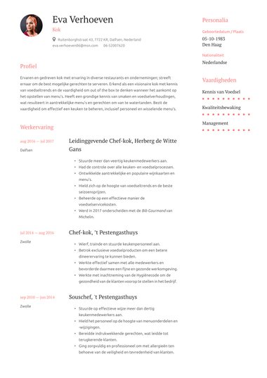 Twee kolommen cv-template Elegant