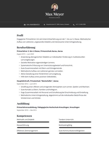 Lebenslaufvorlage «Bold» aus der Rubrik «Schlicht»