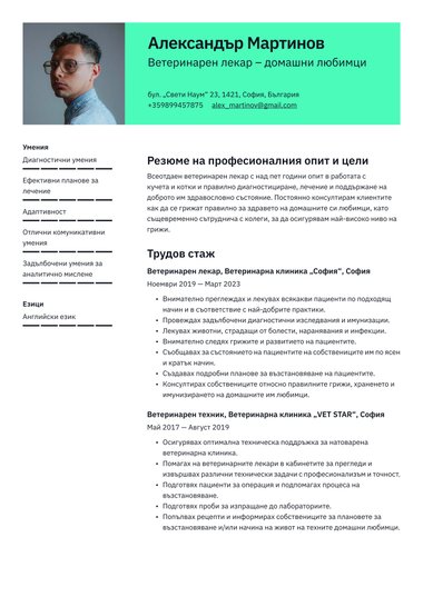 Снимка шаблон за CV Clear