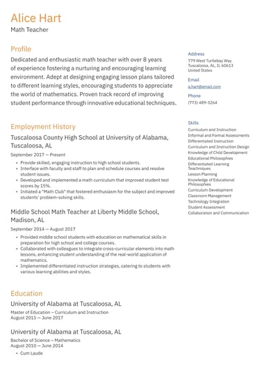 One page resume template Two column ATS