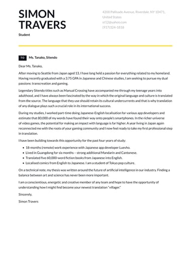 Creative cover letter template Vivid
