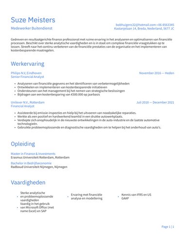 Minimalistisch cv-template Simpel ATS