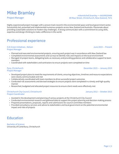Word resume template Simple ATS