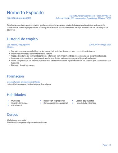 plantilla de currículum para Moderna ATS - Simple