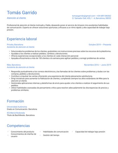Moderno plantilla de currículum Simple para ATS